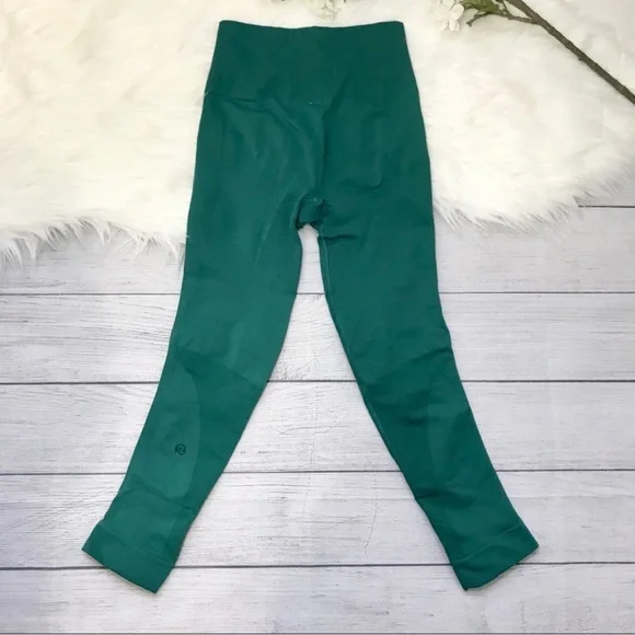 Lululemon Athletica Zone In High Rise High Waisted Forage Teal Leggings Tights 4 - Picture 6 of 9